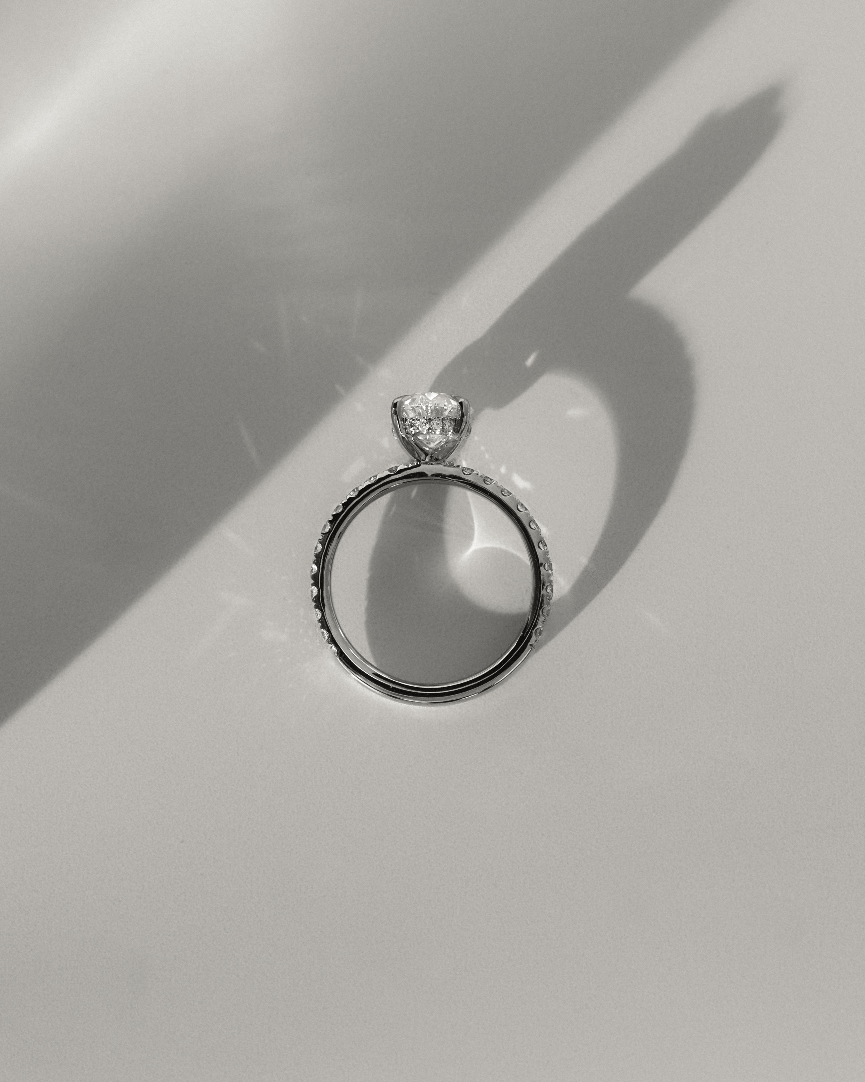 Paige  Oval Solitaire with Hidden Halo and Pave Lifestyle Image
