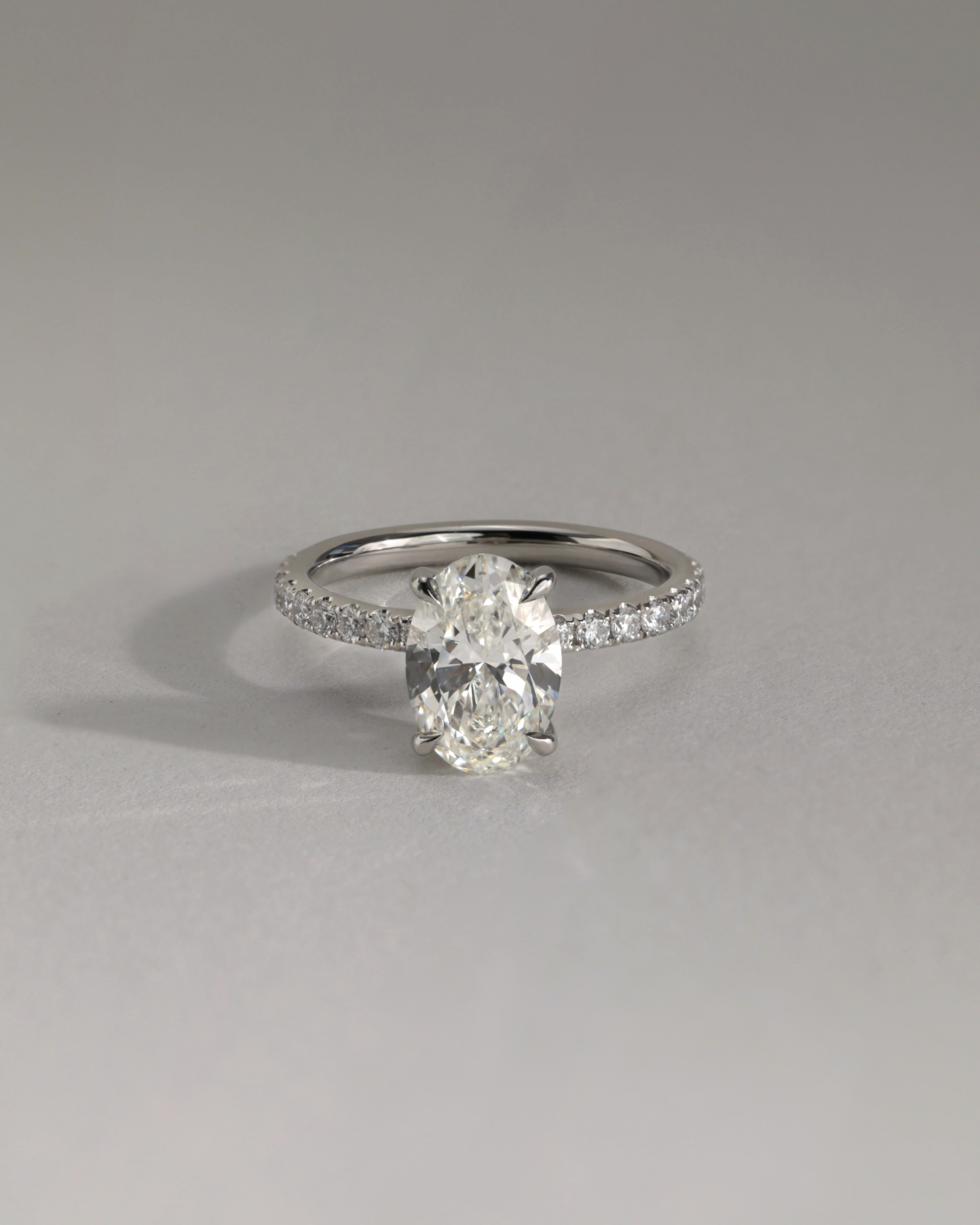 Paige  Oval Solitaire with Hidden Halo and Pave Lifestyle Image