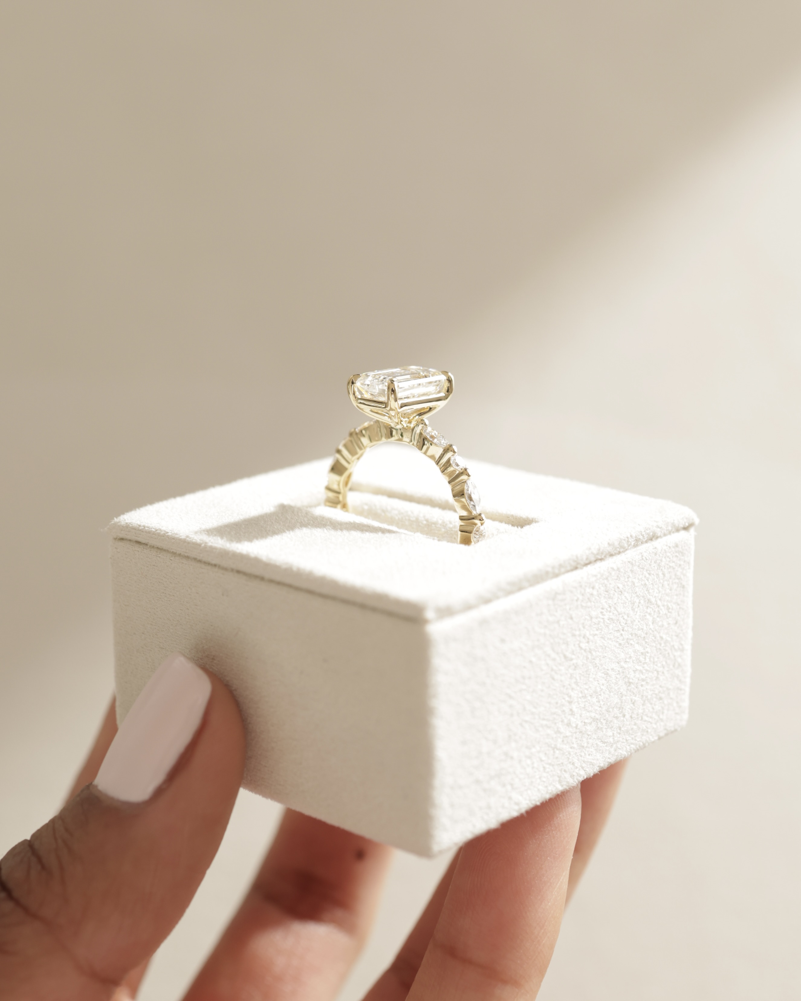 Parker - Emerald Solitaire with Accent Band Lifestyle Image