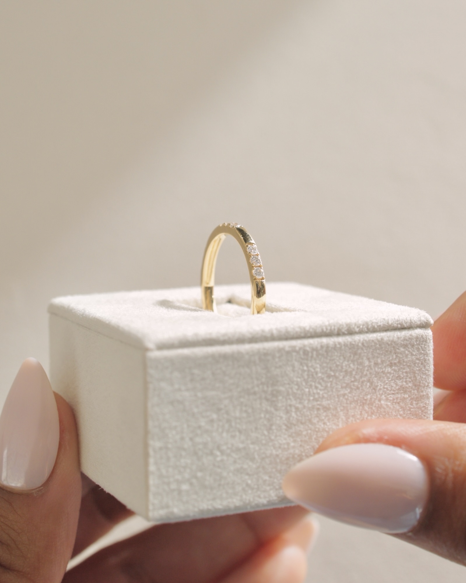 Peggy - Clustered Pave Wedding Band Lifestyle Image