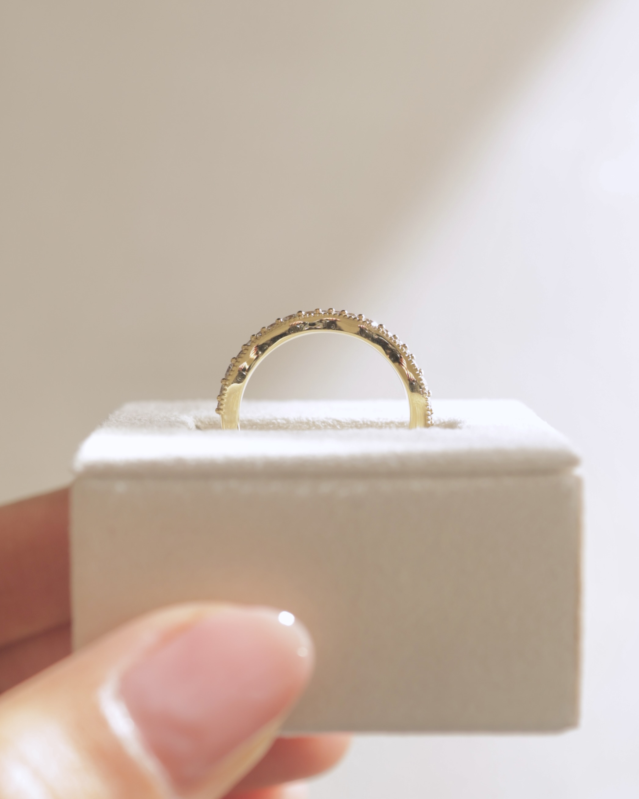 Peyton - Vintage Wave Pav Band with Milgrain Detail Lifestyle Image