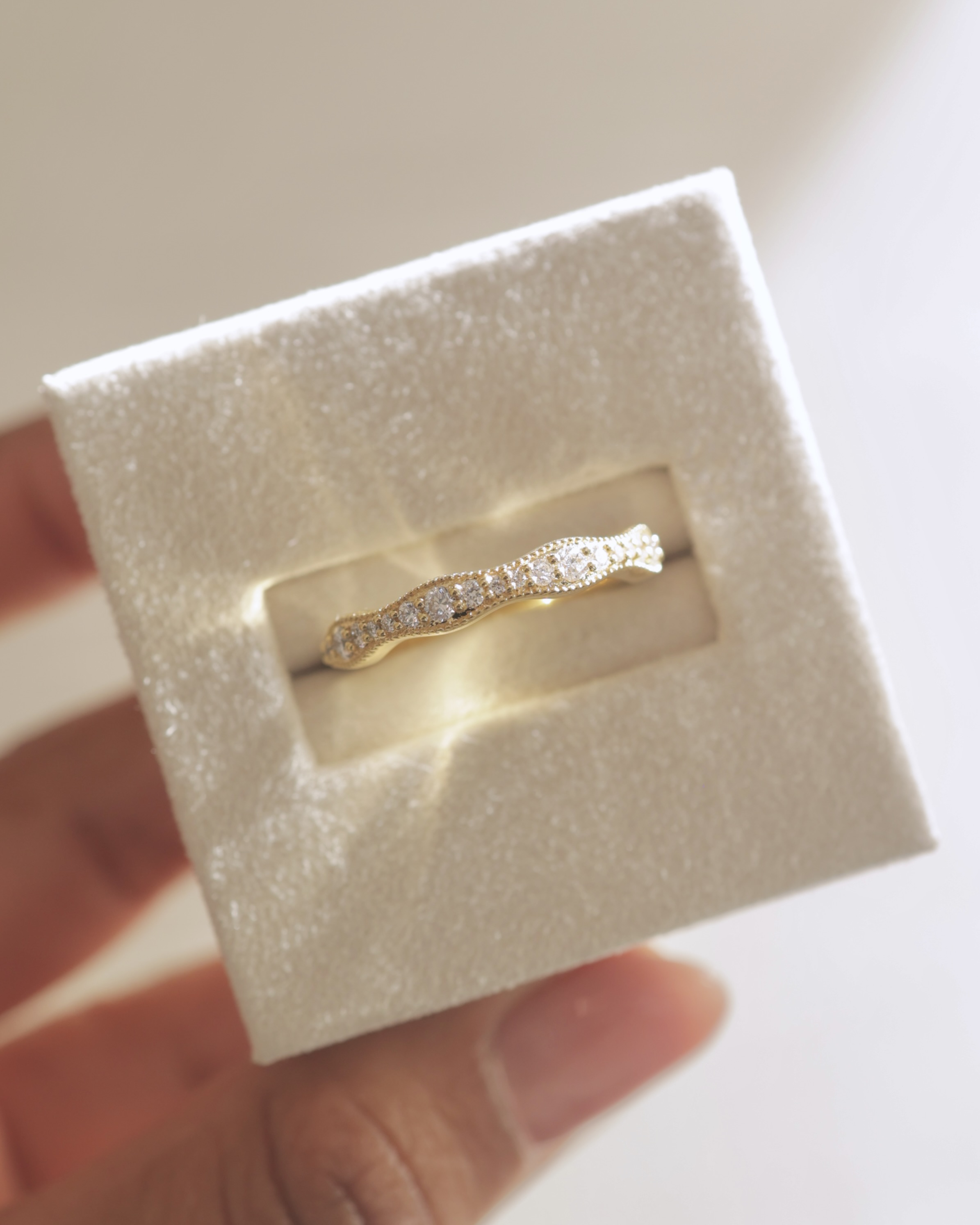 Peyton - Vintage Wave Pav Band with Milgrain Detail Lifestyle Image