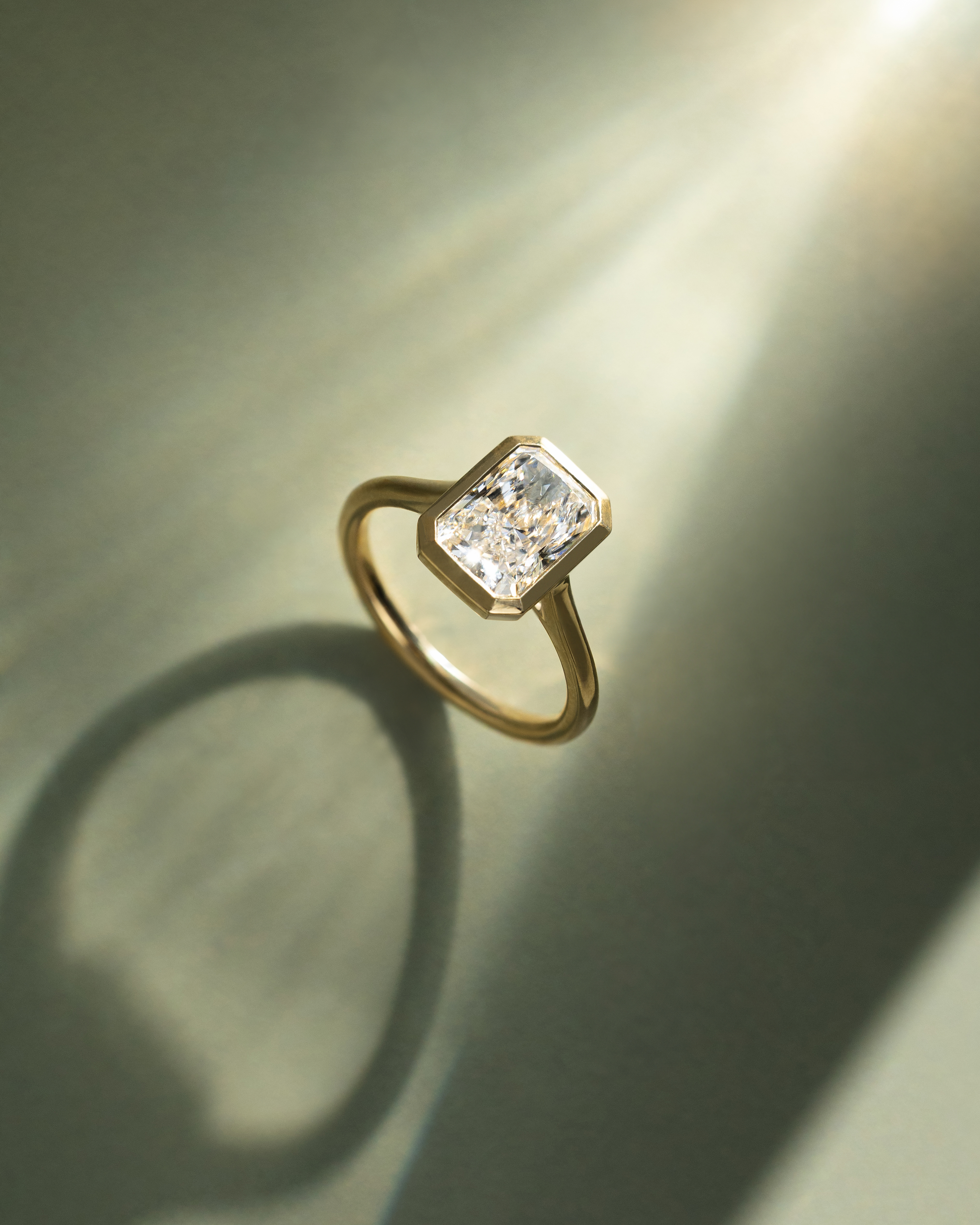 Rachel  Bezel Set Radiant Solitaire Lifestyle Image