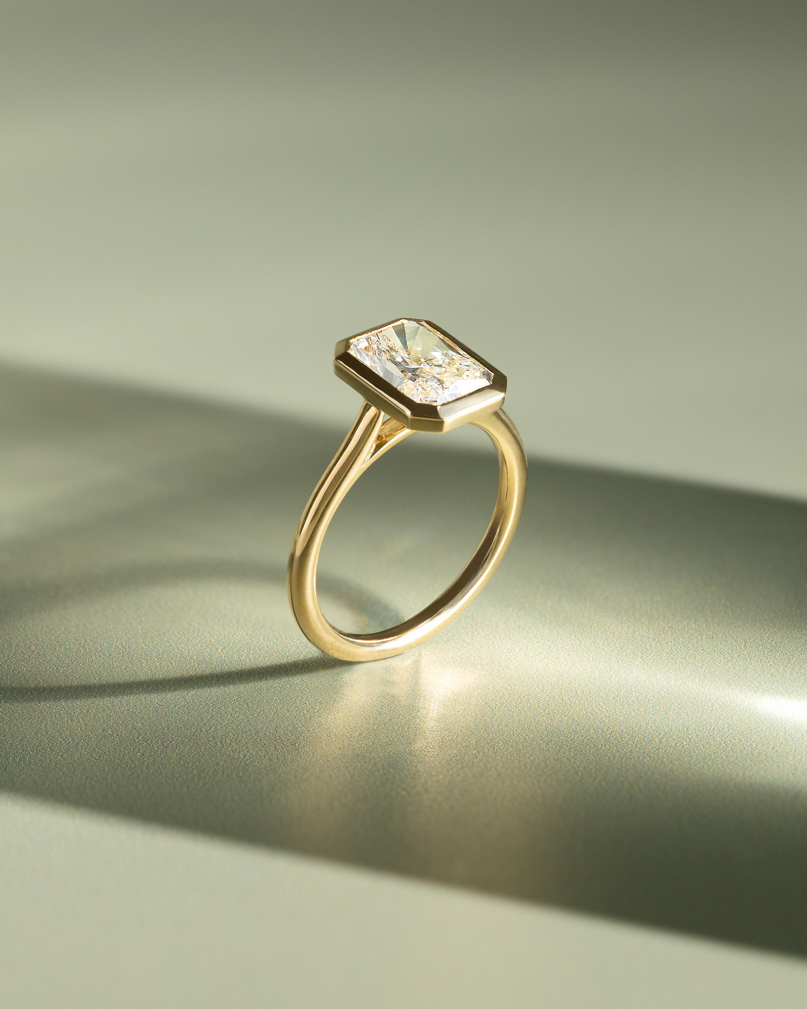 Rachel  Bezel Set Radiant Solitaire Lifestyle Image