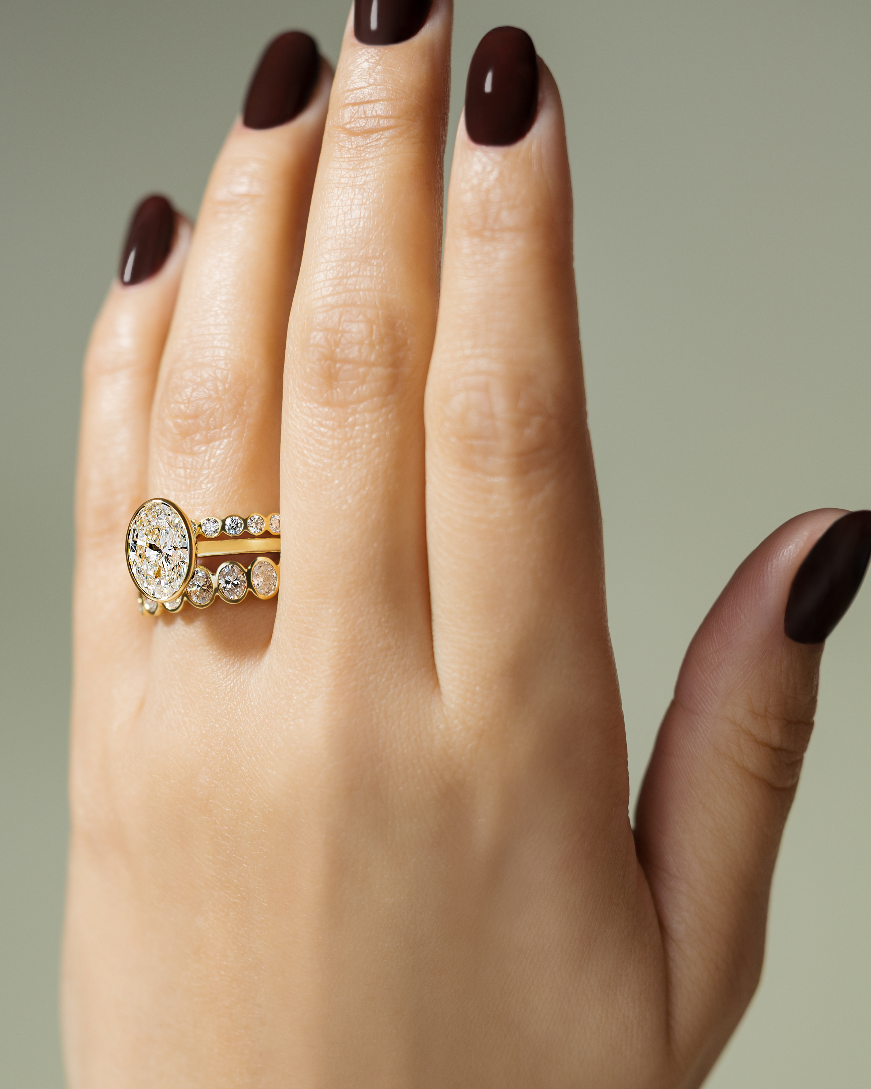 Sage - Bezel Set Oval Solitaire Lifestyle Image
