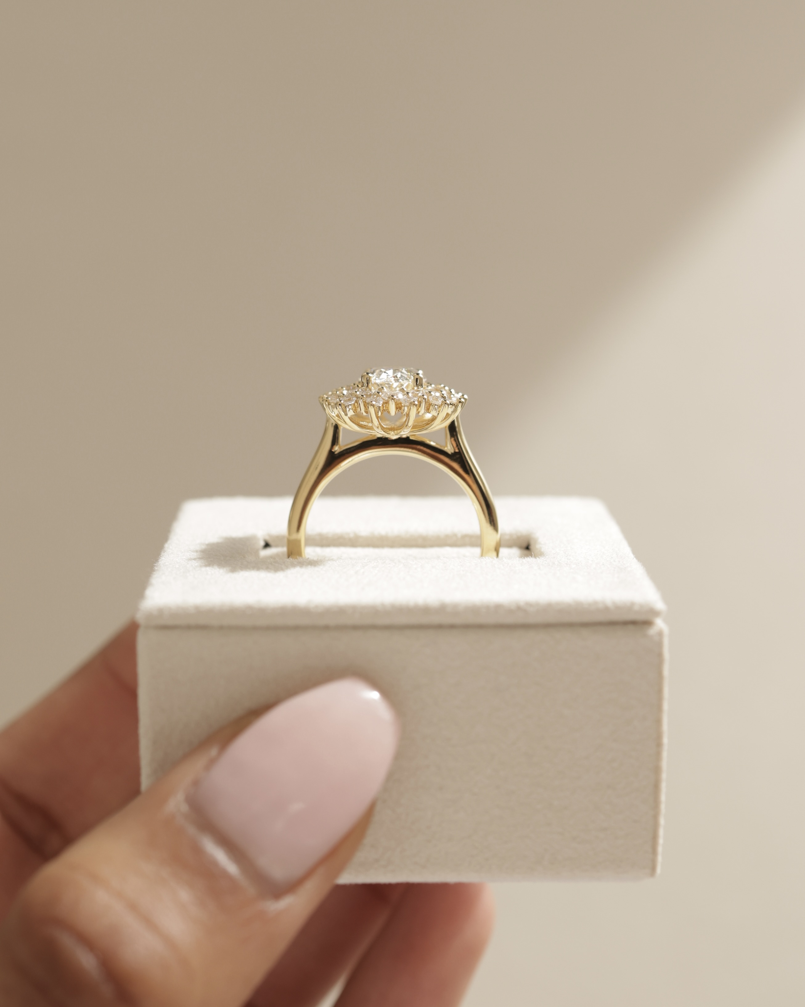 Savannah - Cathedral Oval Halo Lifestyle Image