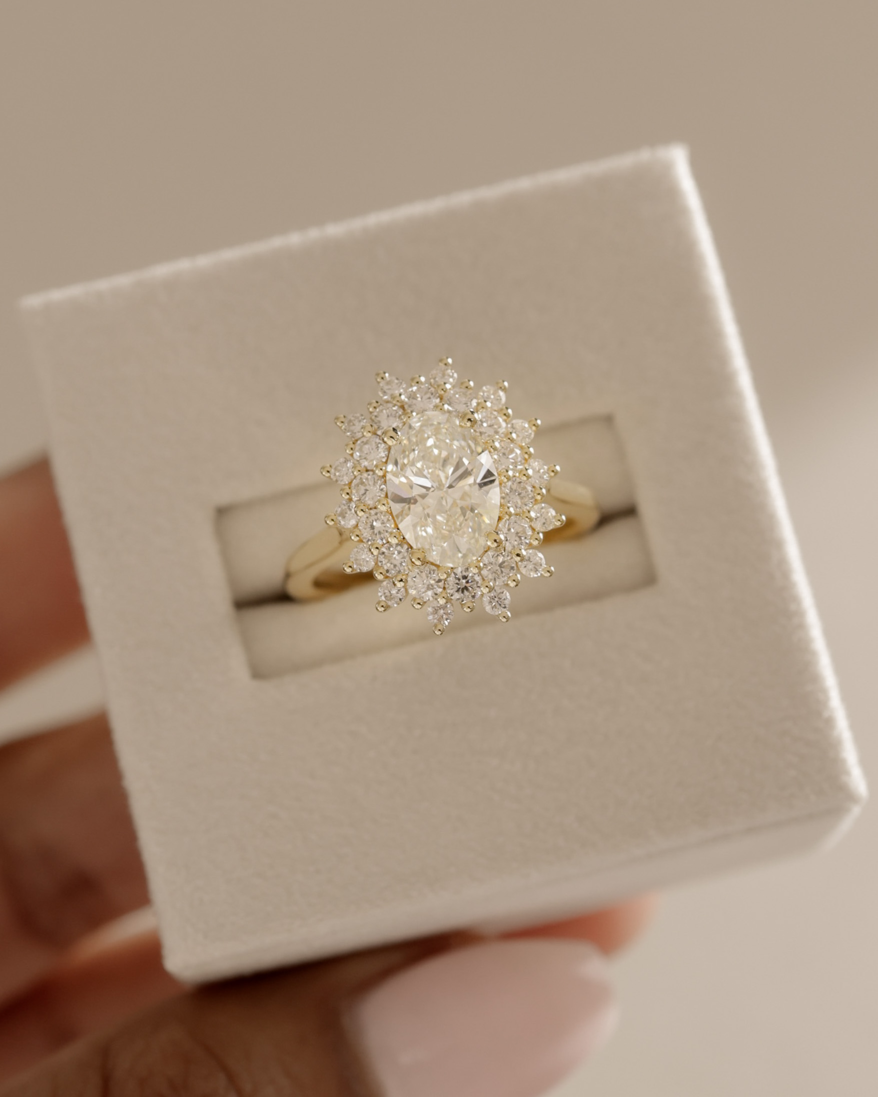 Savannah - Cathedral Oval Halo Lifestyle Image