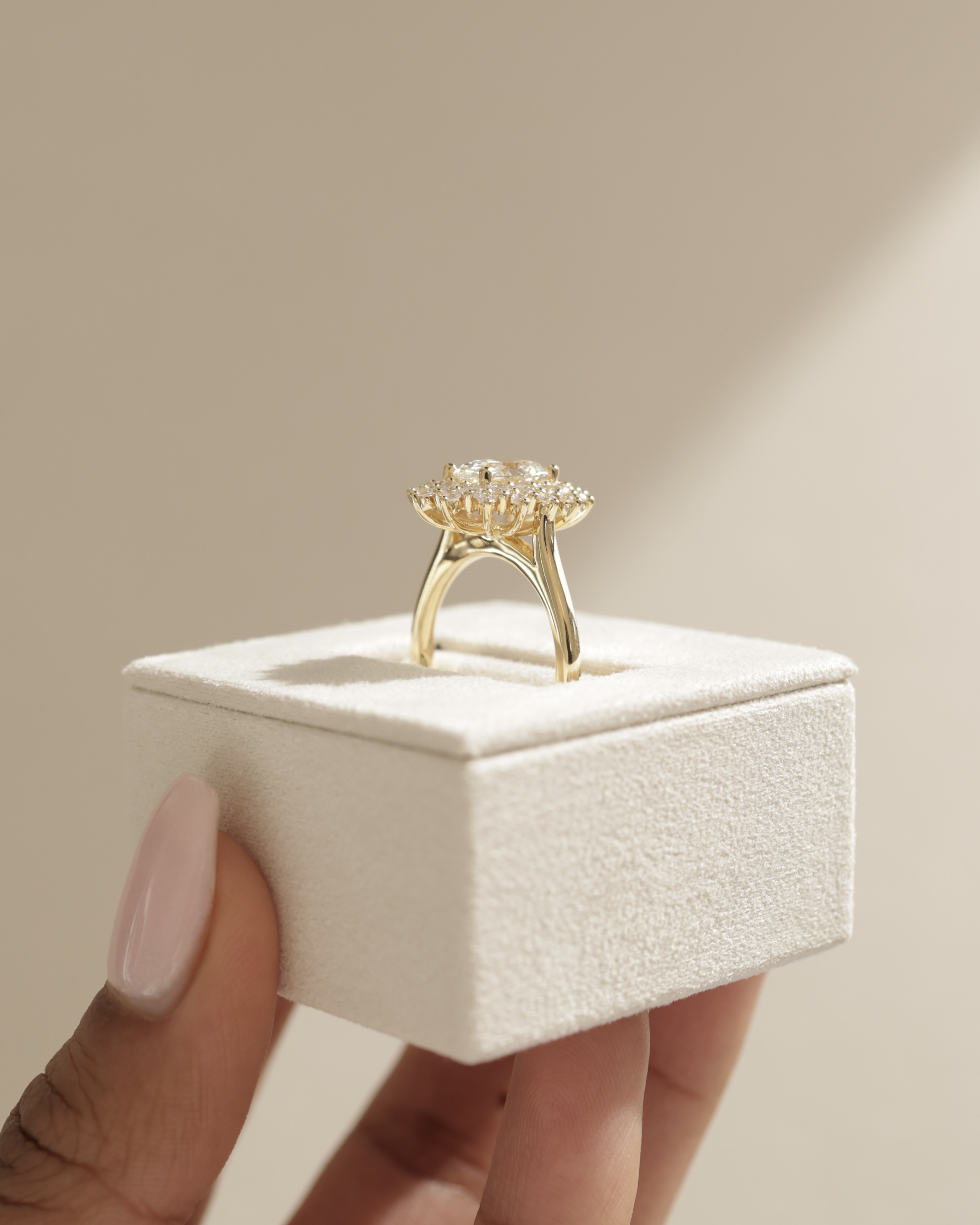 Savannah - Cathedral Oval Halo Lifestyle Image