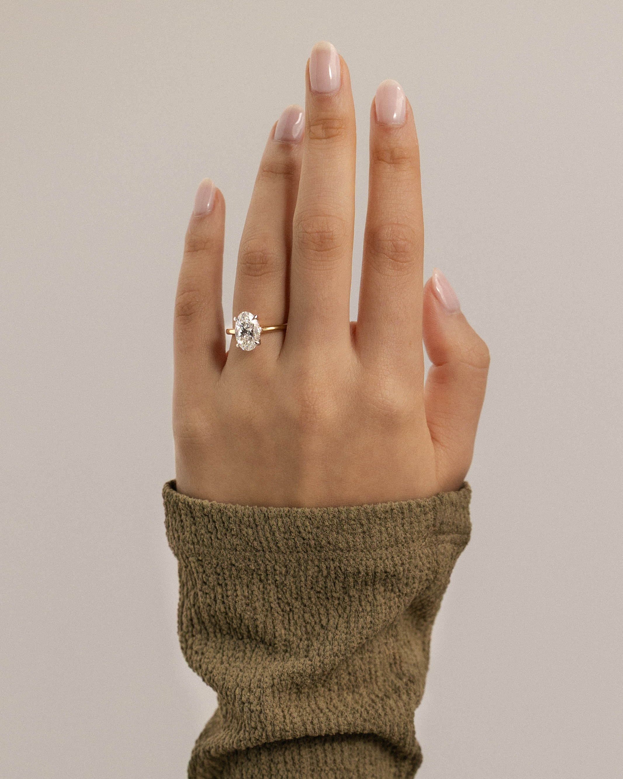 Scarlett - Oval Cathedral Solitaire with Hidden Halo Lifestyle Image