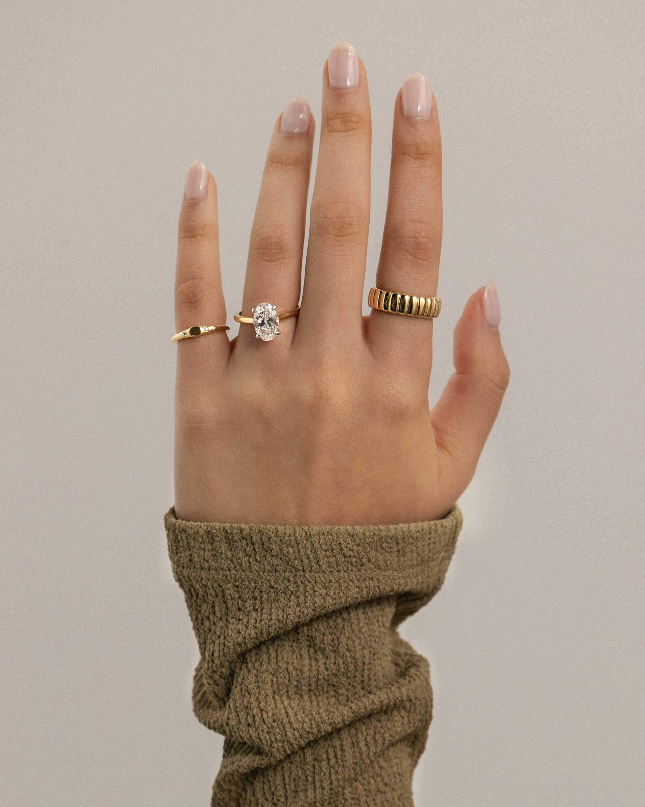 Scarlett - Oval Cathedral Solitaire with Hidden Halo Lifestyle Image