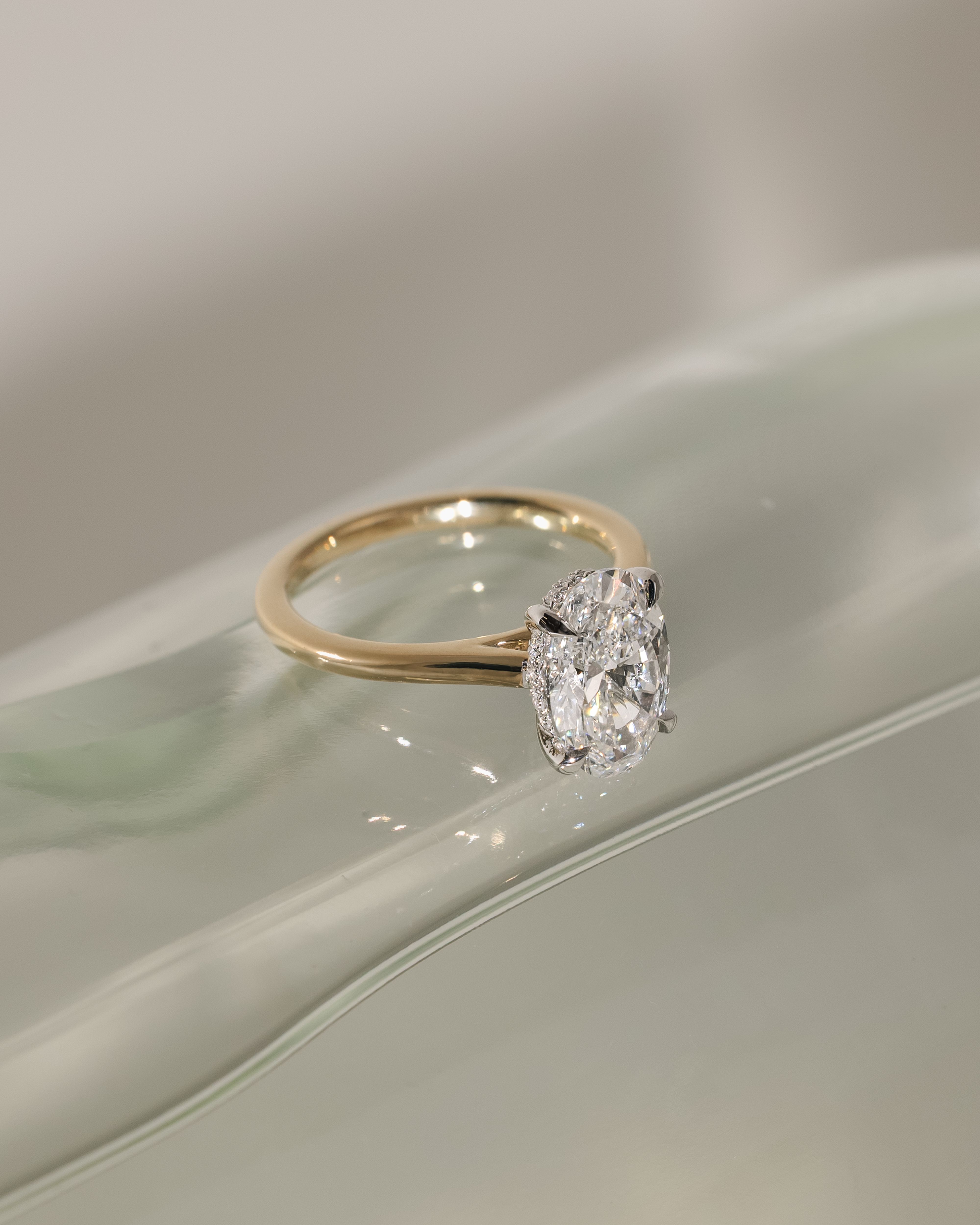 Scarlett - Oval Cathedral Solitaire with Hidden Halo Lifestyle Image