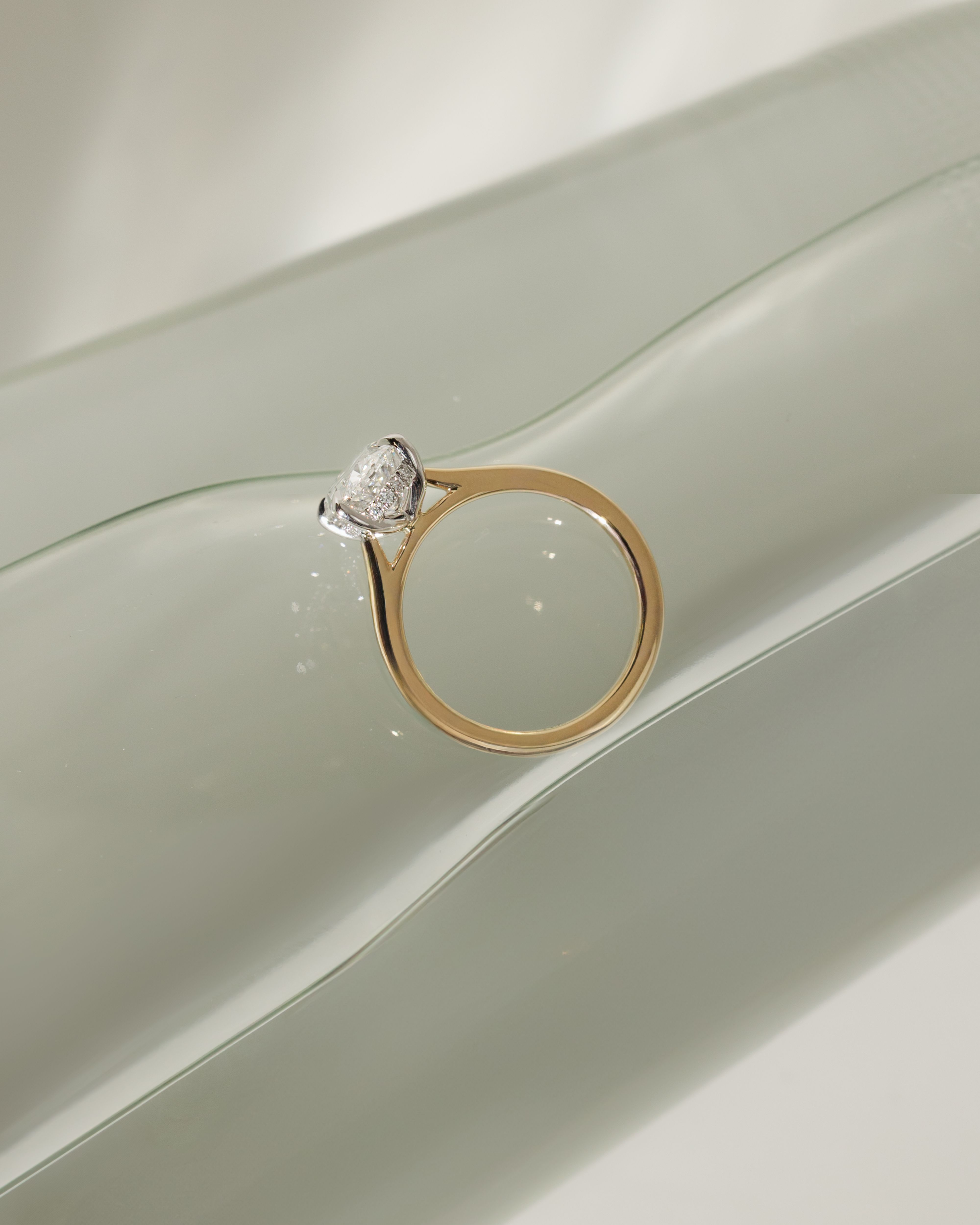 Scarlett - Oval Cathedral Solitaire with Hidden Halo Lifestyle Image
