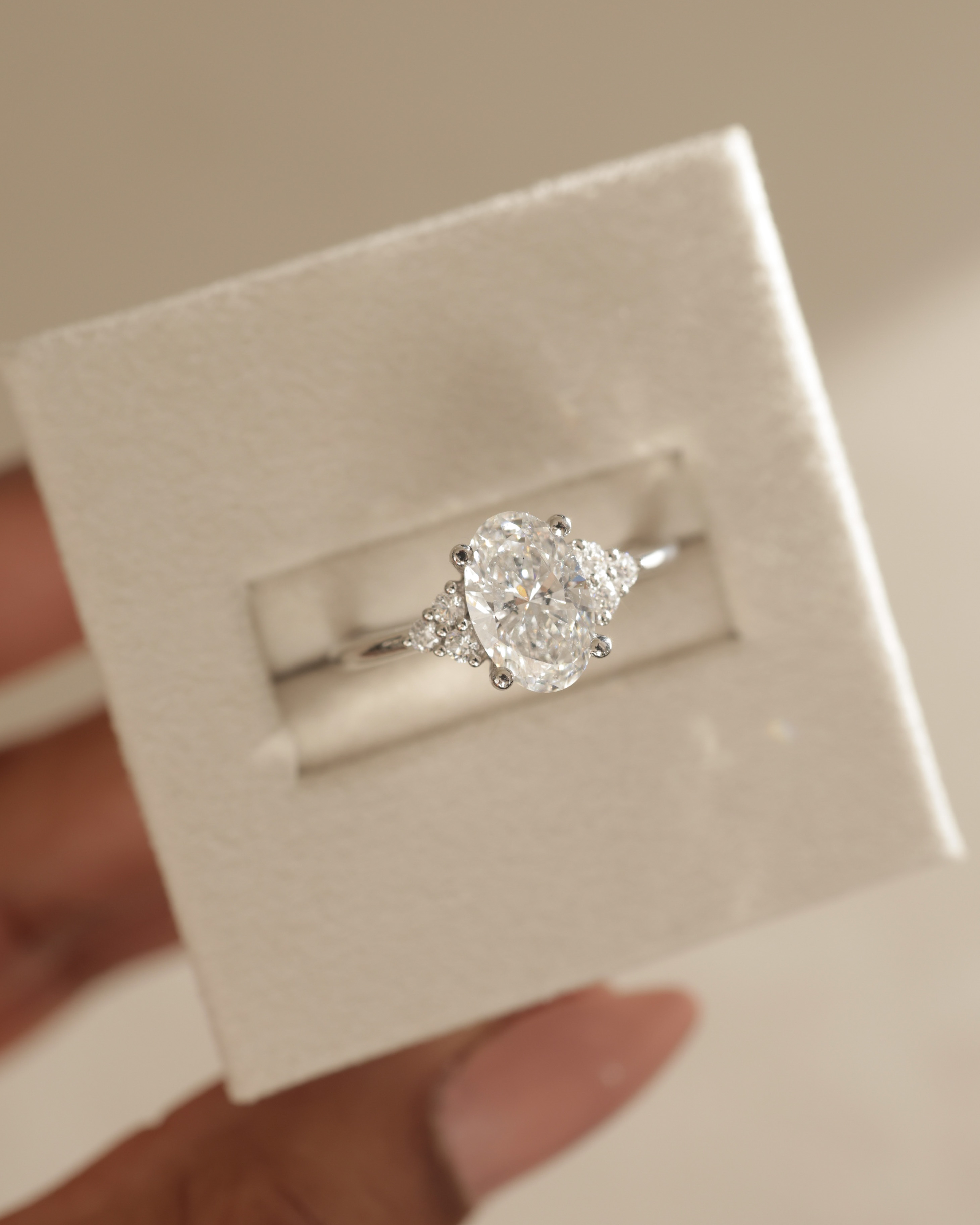 Sharon - 4 Claw Oval with Accent Stones Lifestyle Image