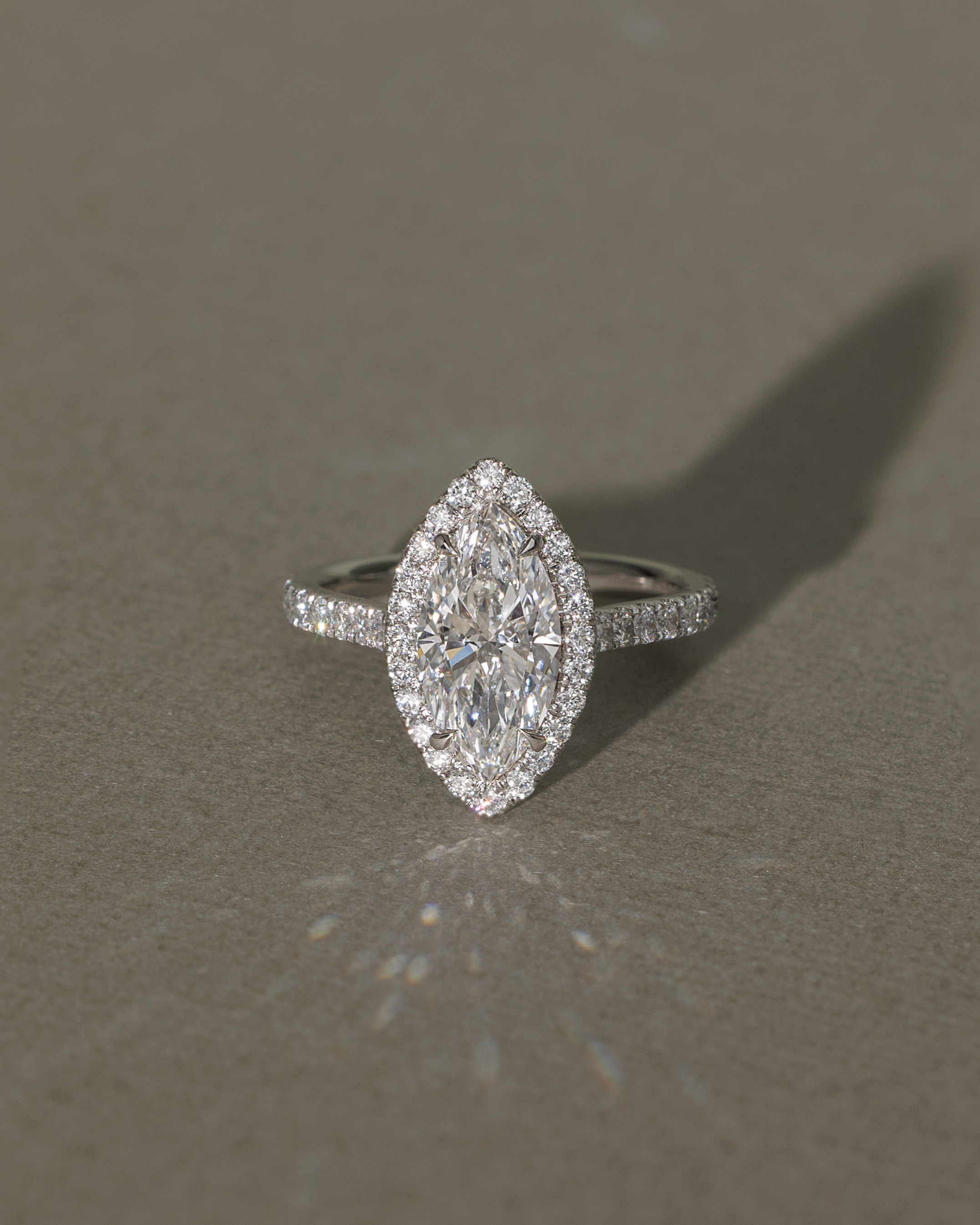 Stefania  Marquise Halo with Pave Lifestyle Image