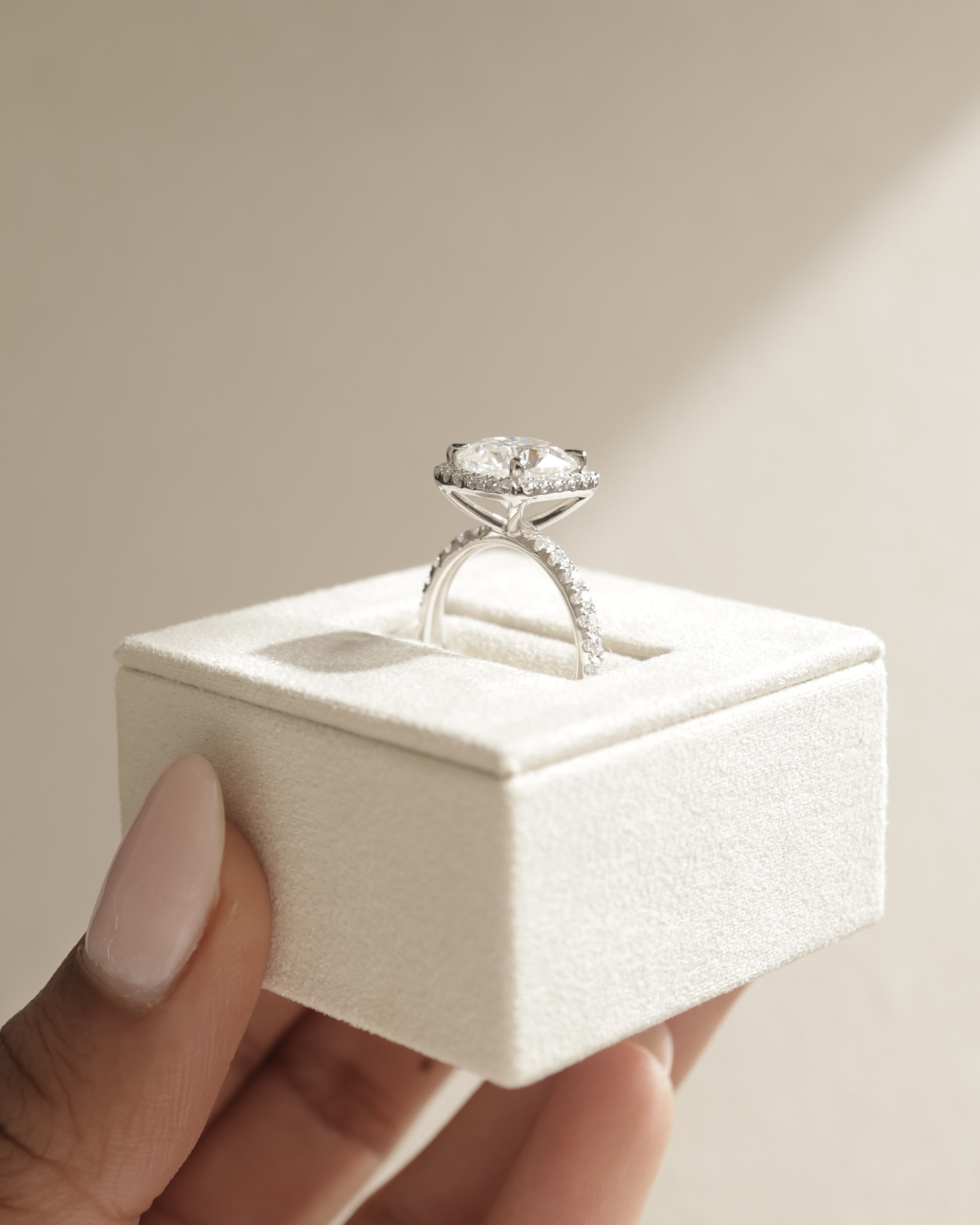 Suzana  Cushion Halo with Pave Lifestyle Image