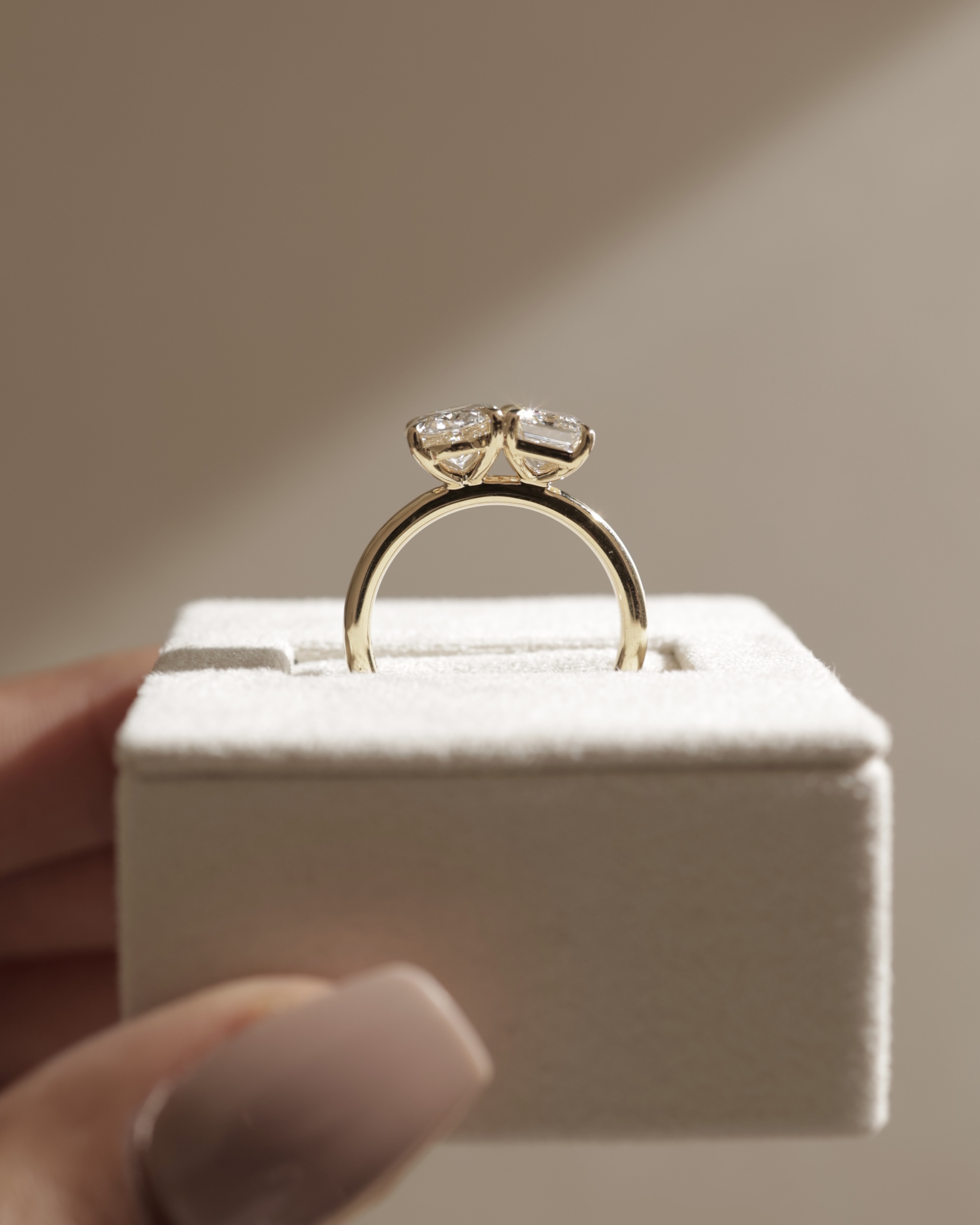 Tanya - Oval & Emerald Toi et Moi Lifestyle Image