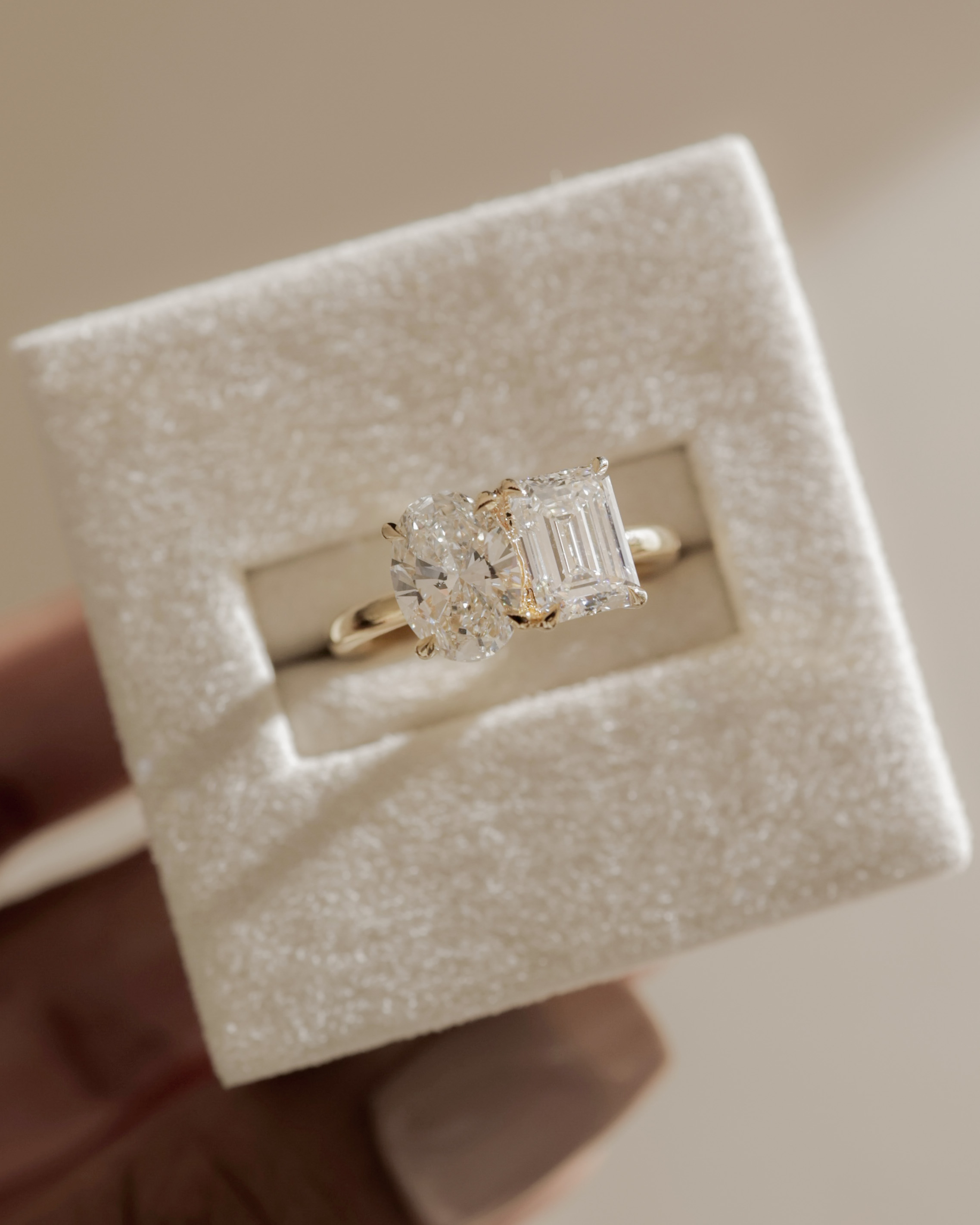 Tanya - Oval & Emerald Toi et Moi Lifestyle Image