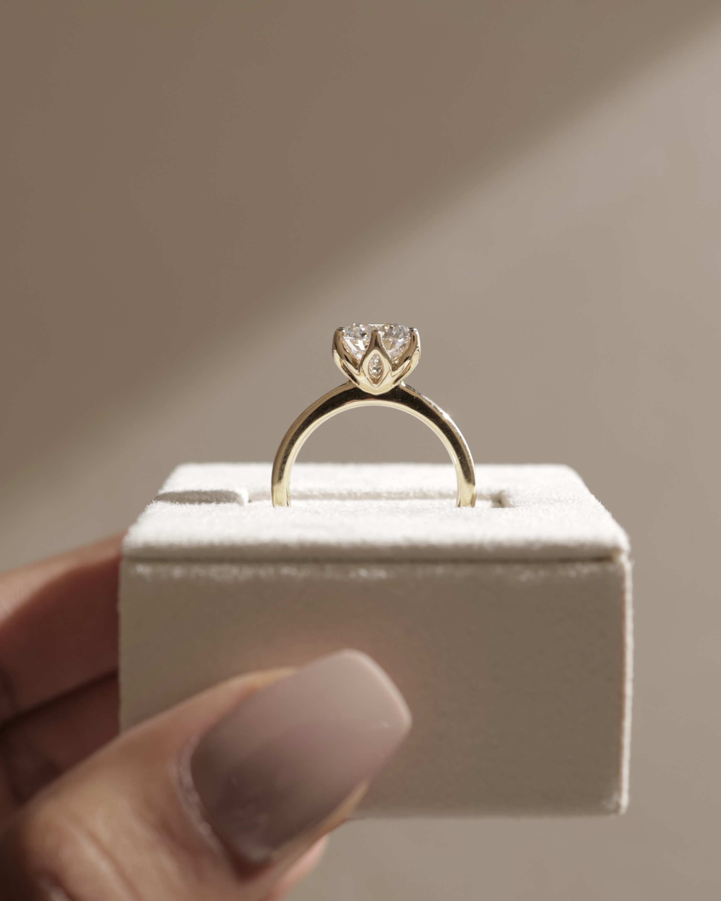 Tessa  Round Solitaire with Tulip Setting Lifestyle Image
