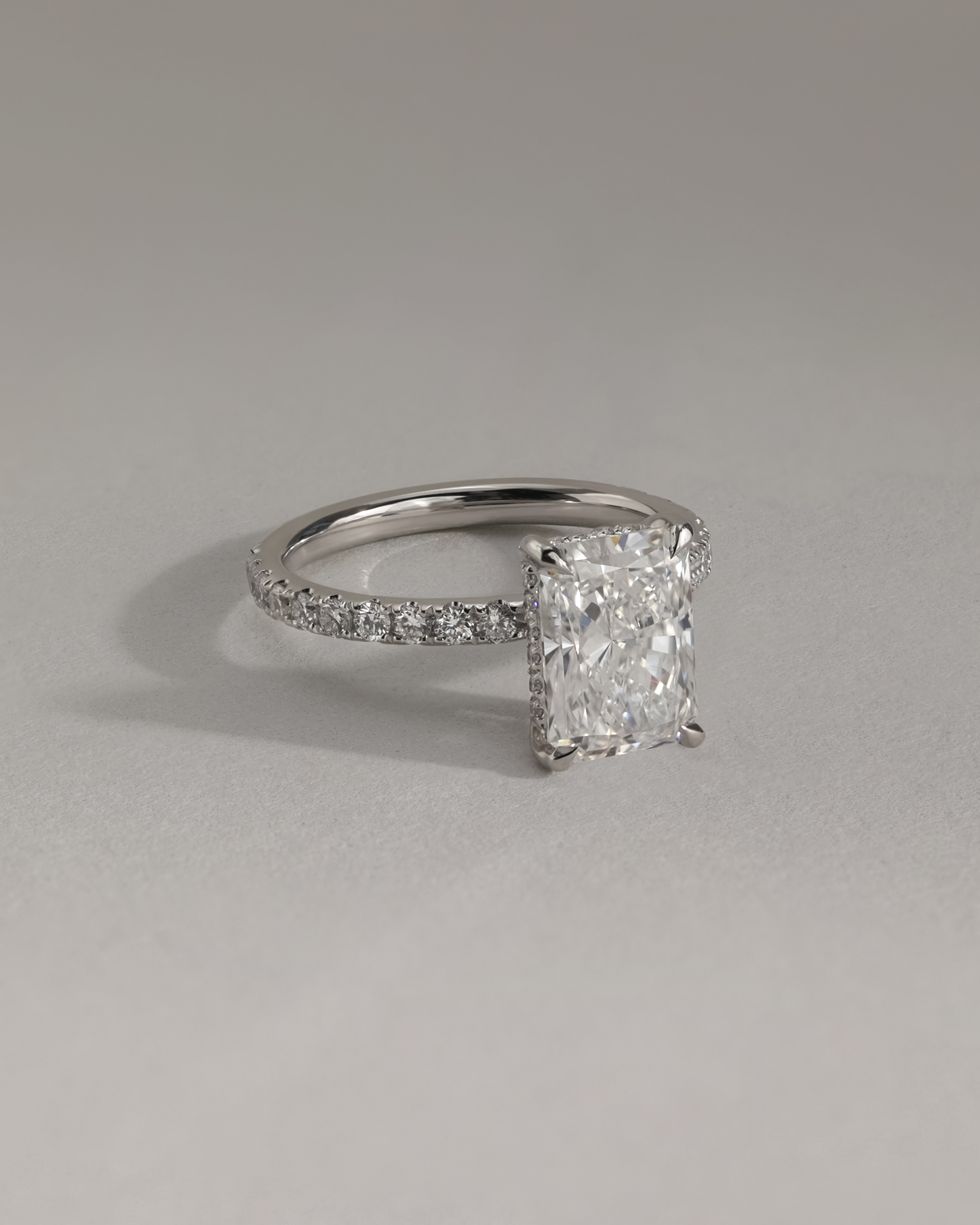 Thea - 4 Claw Pav Radiant Solitaire with Hidden Halo Lifestyle Image