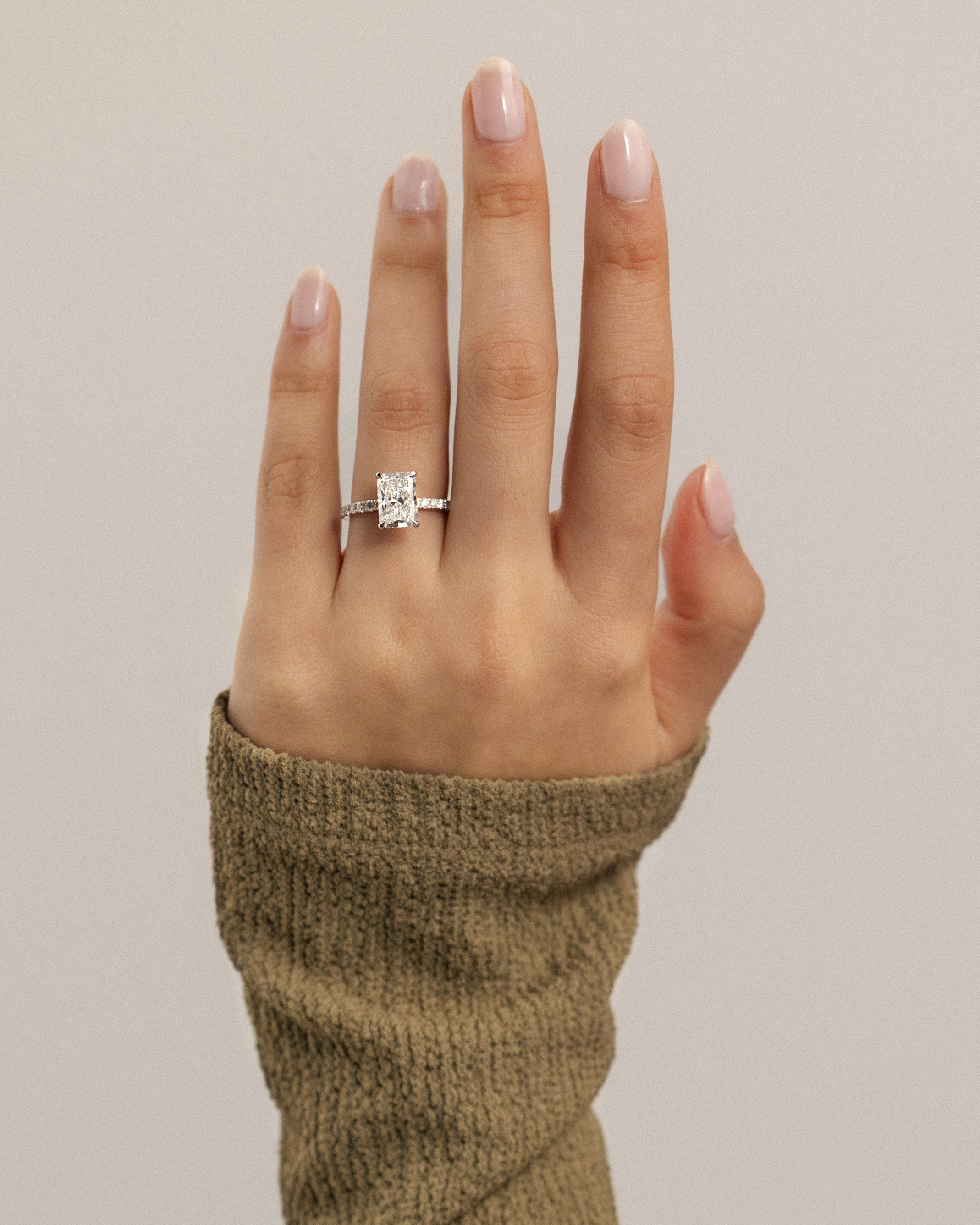 Thea - 4 Claw Pav Radiant Solitaire with Hidden Halo Lifestyle Image