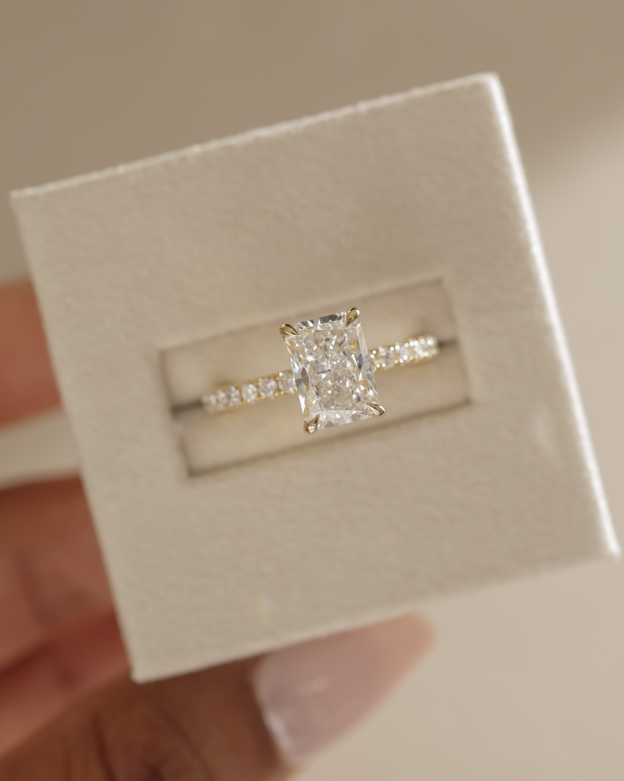 Thea - 4 Claw Pav Radiant Solitaire with Hidden Halo Lifestyle Image