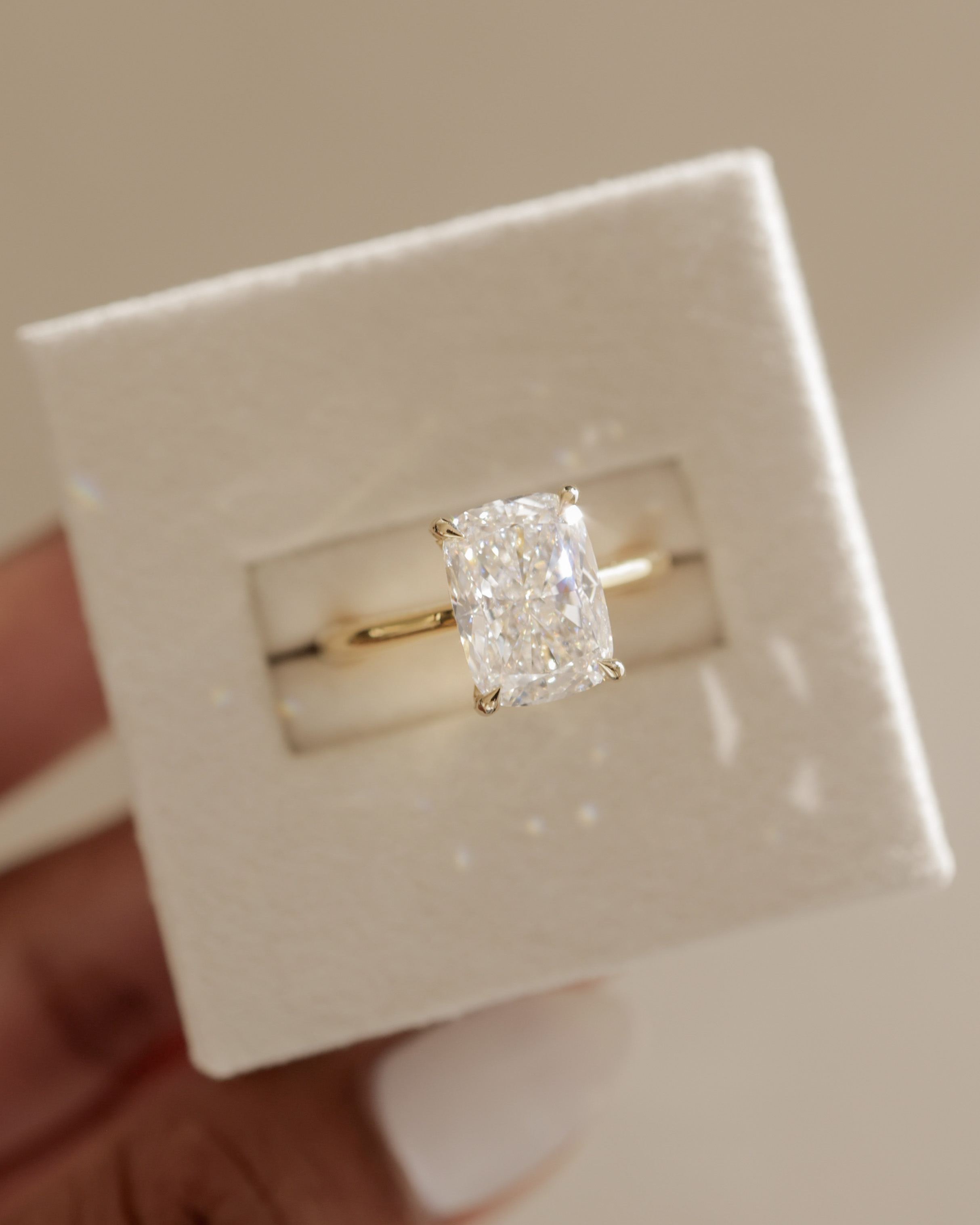 Wendy - 4 Claw Elongated Cushion Solitaire Lifestyle Image