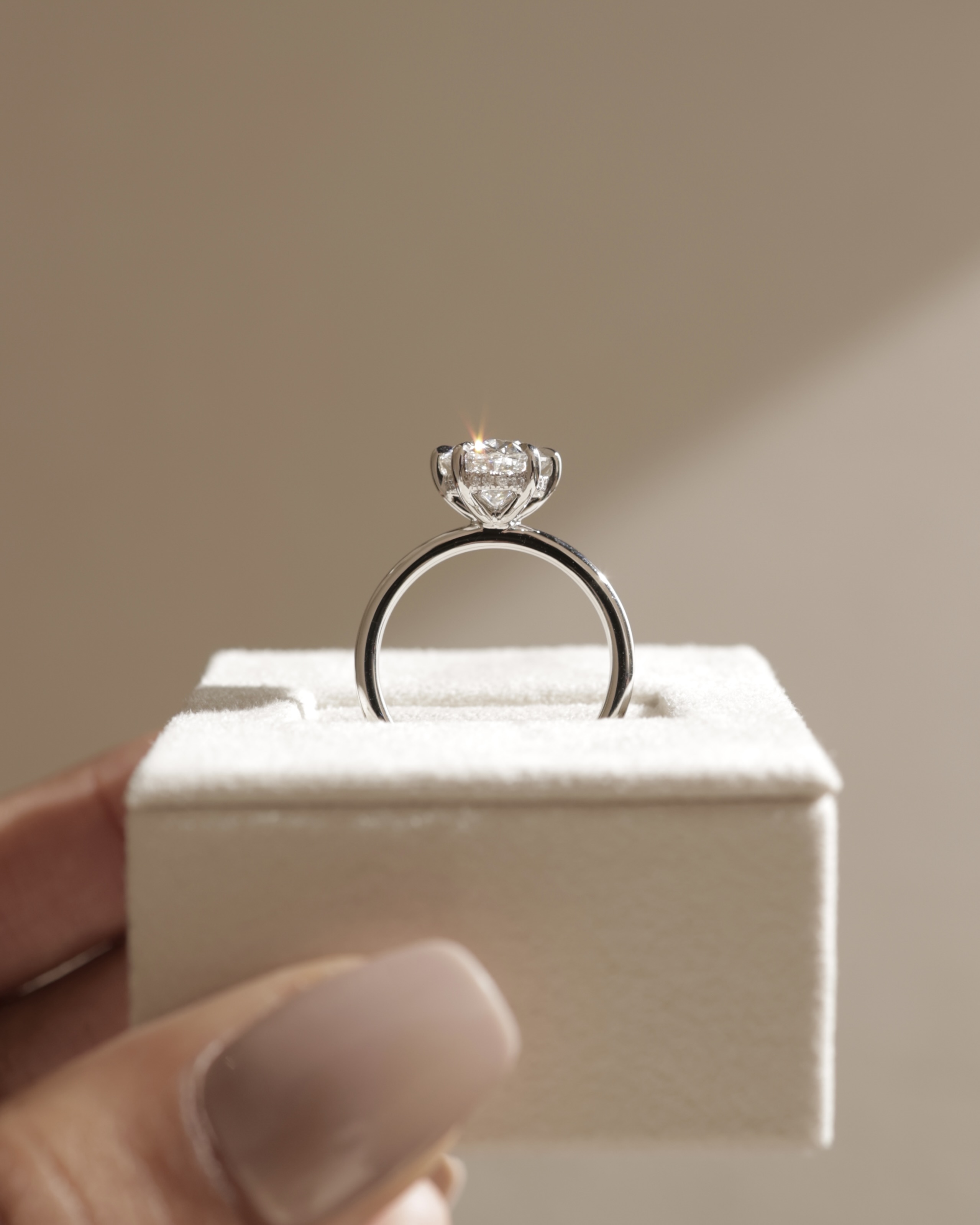 Wilma - Six Claw Oval Solitaire Lifestyle Image