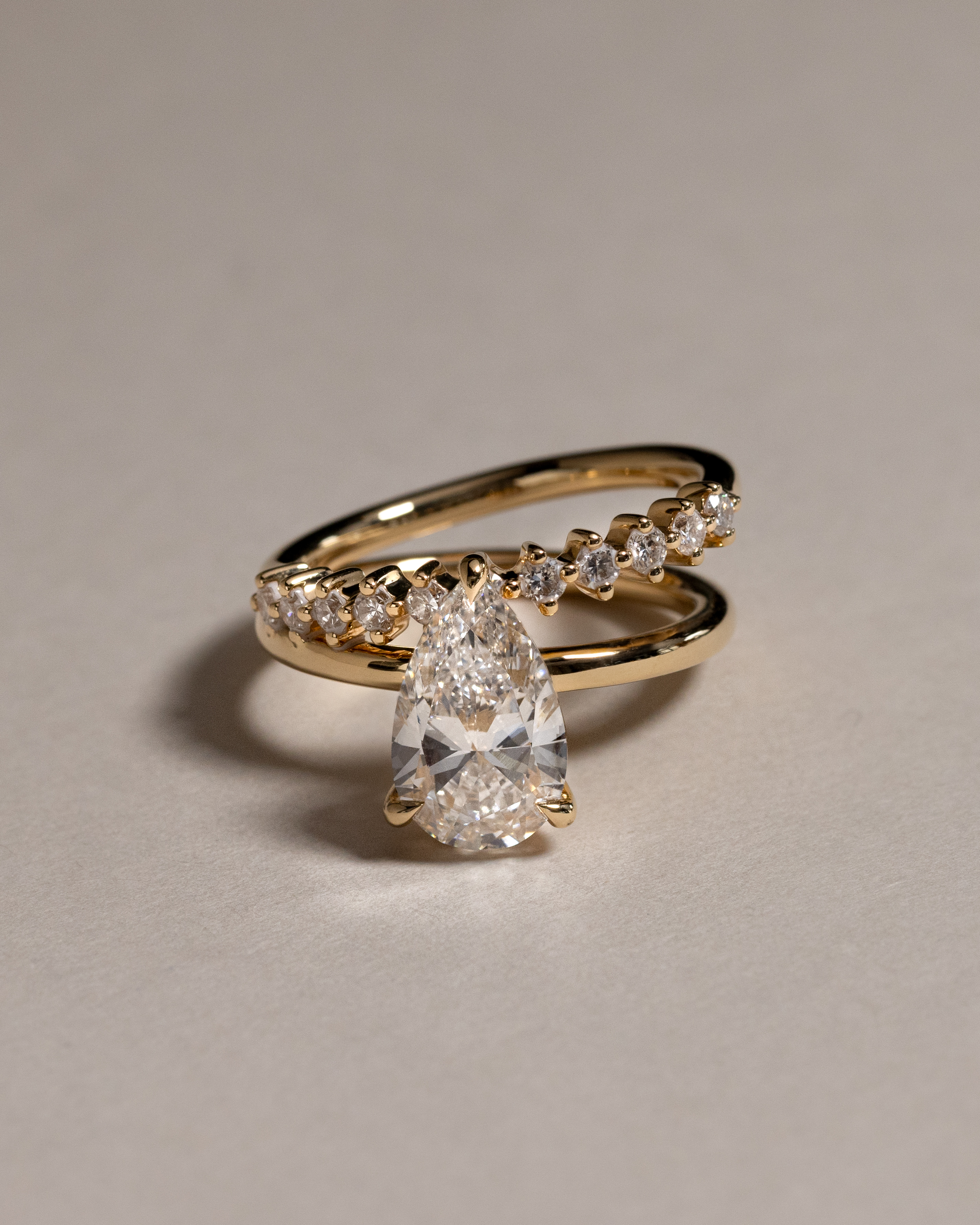 Xanthe - Double Band Pear Solitaire Lifestyle Image