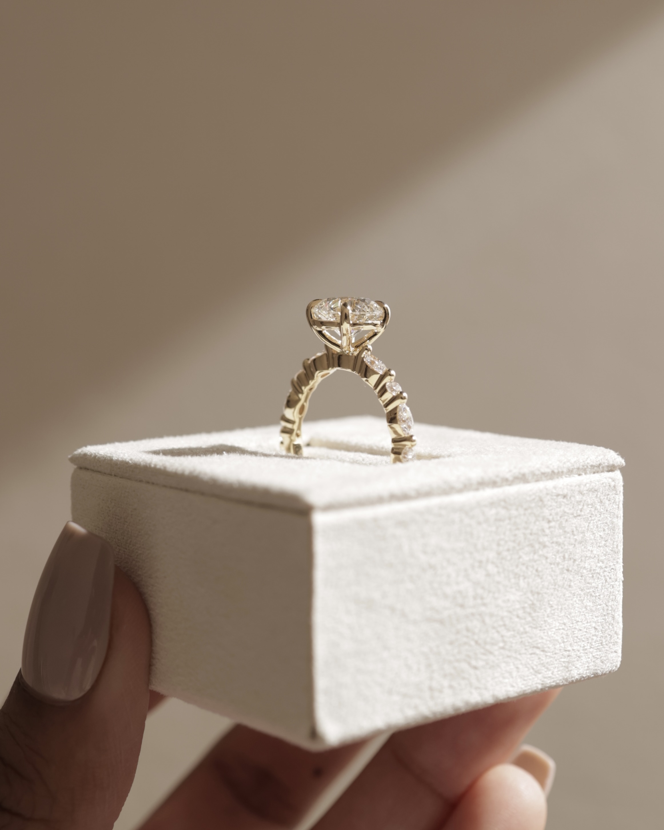 Zade - Round Solitaire with Accent Band Lifestyle Image