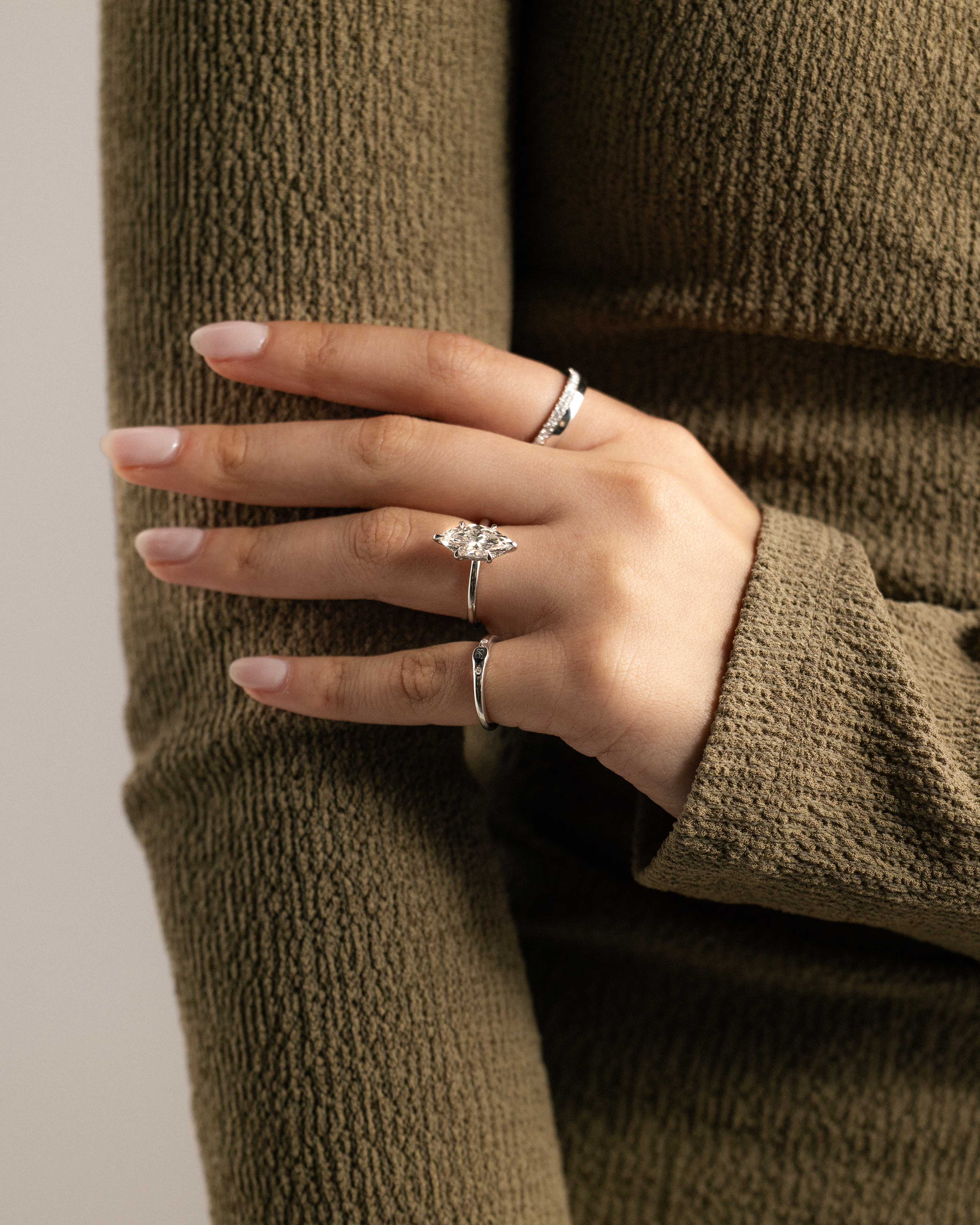 Zariyah - Marquise Solitaire with 6 Claw Setting and Hidden Halo Lifestyle Image