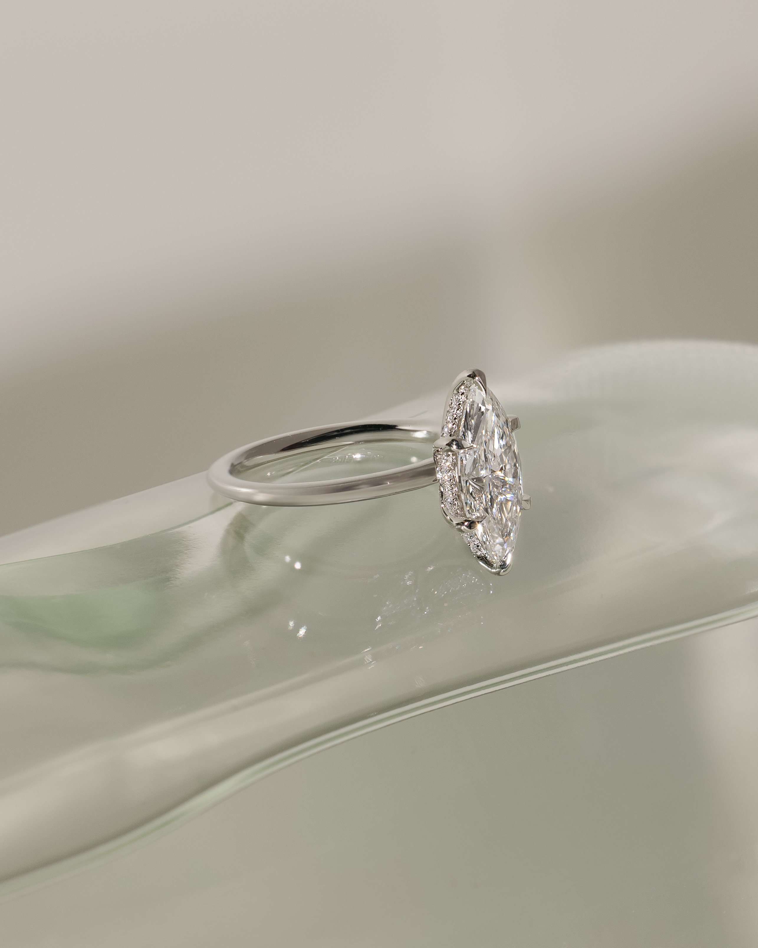 Zariyah - Marquise Solitaire with 6 Claw Setting and Hidden Halo Lifestyle Image