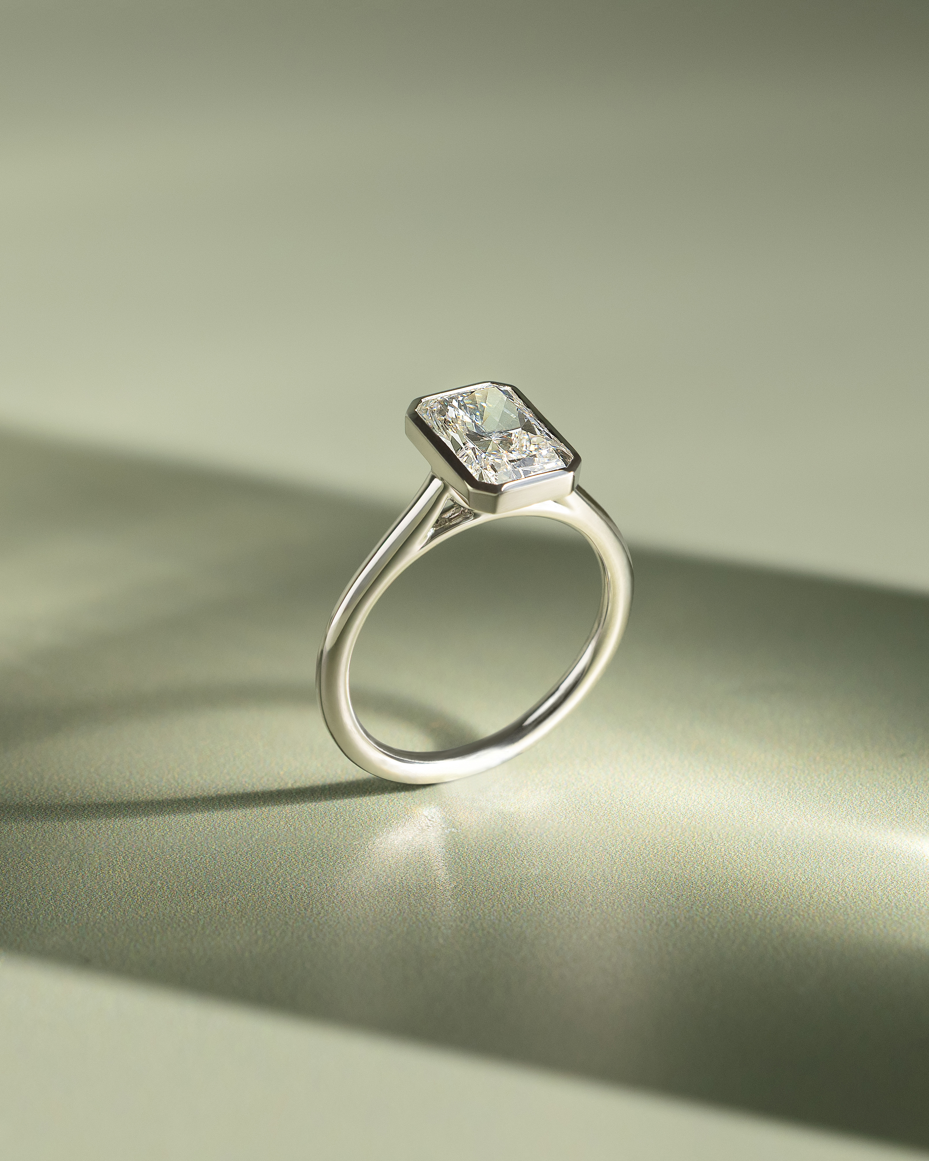 Zoe - Bezel Radiant Cathedral Solitaire Lifestyle Image