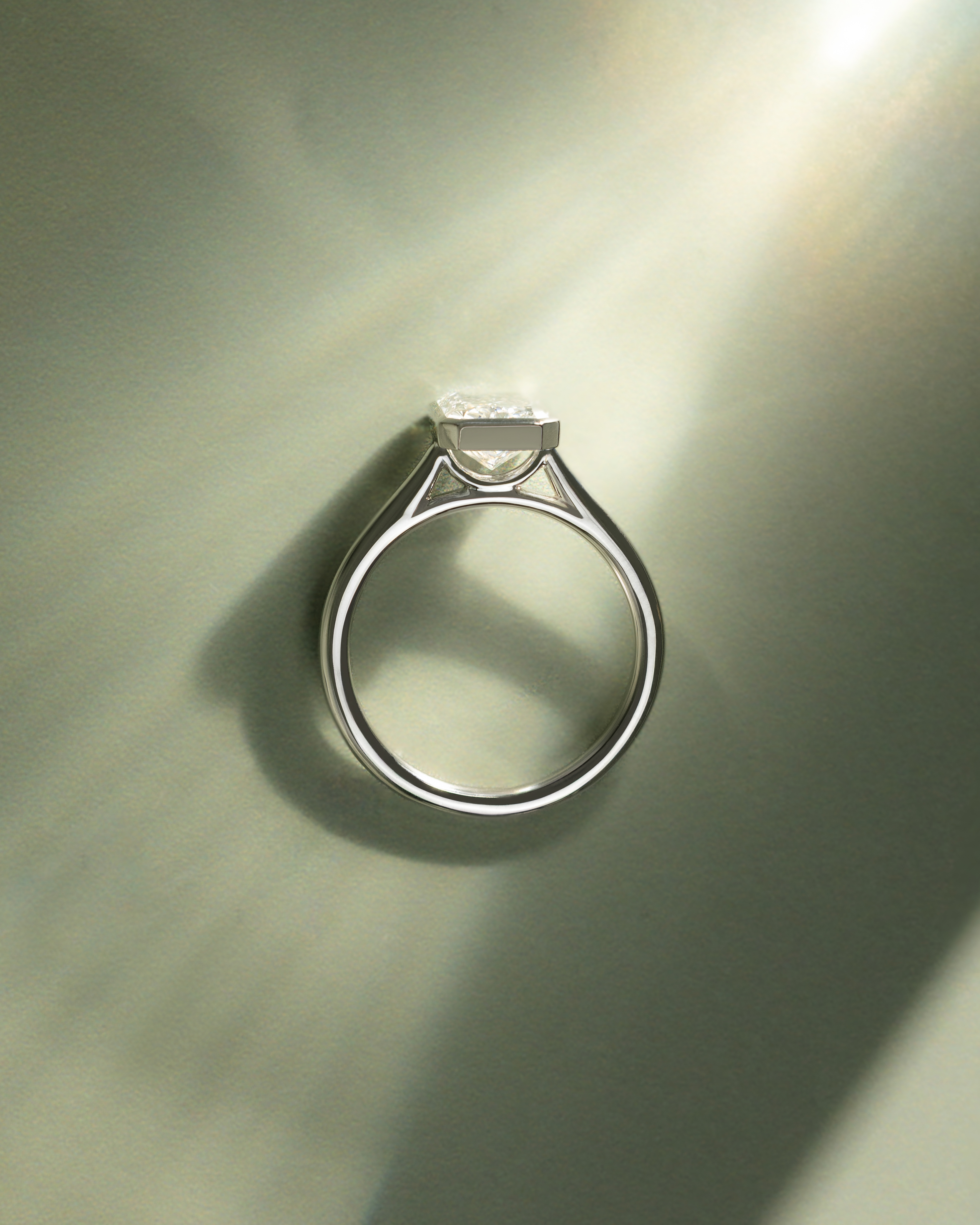 Zoe - Bezel Radiant Cathedral Solitaire Lifestyle Image